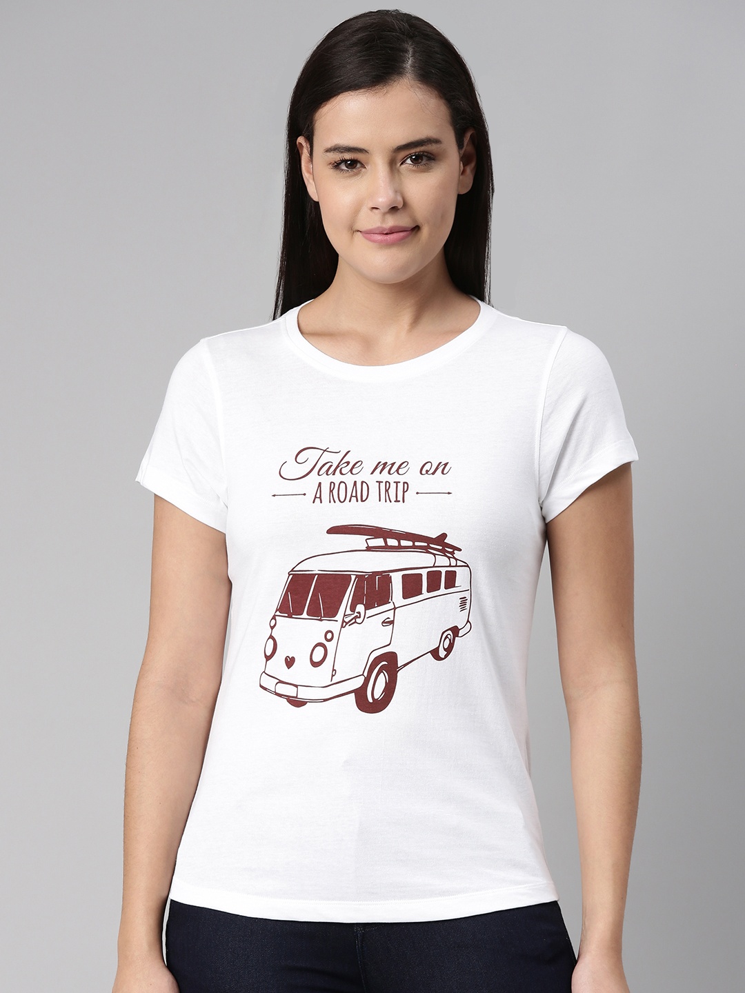 

abof Women White Typography Printed Pure Cotton T-shirt