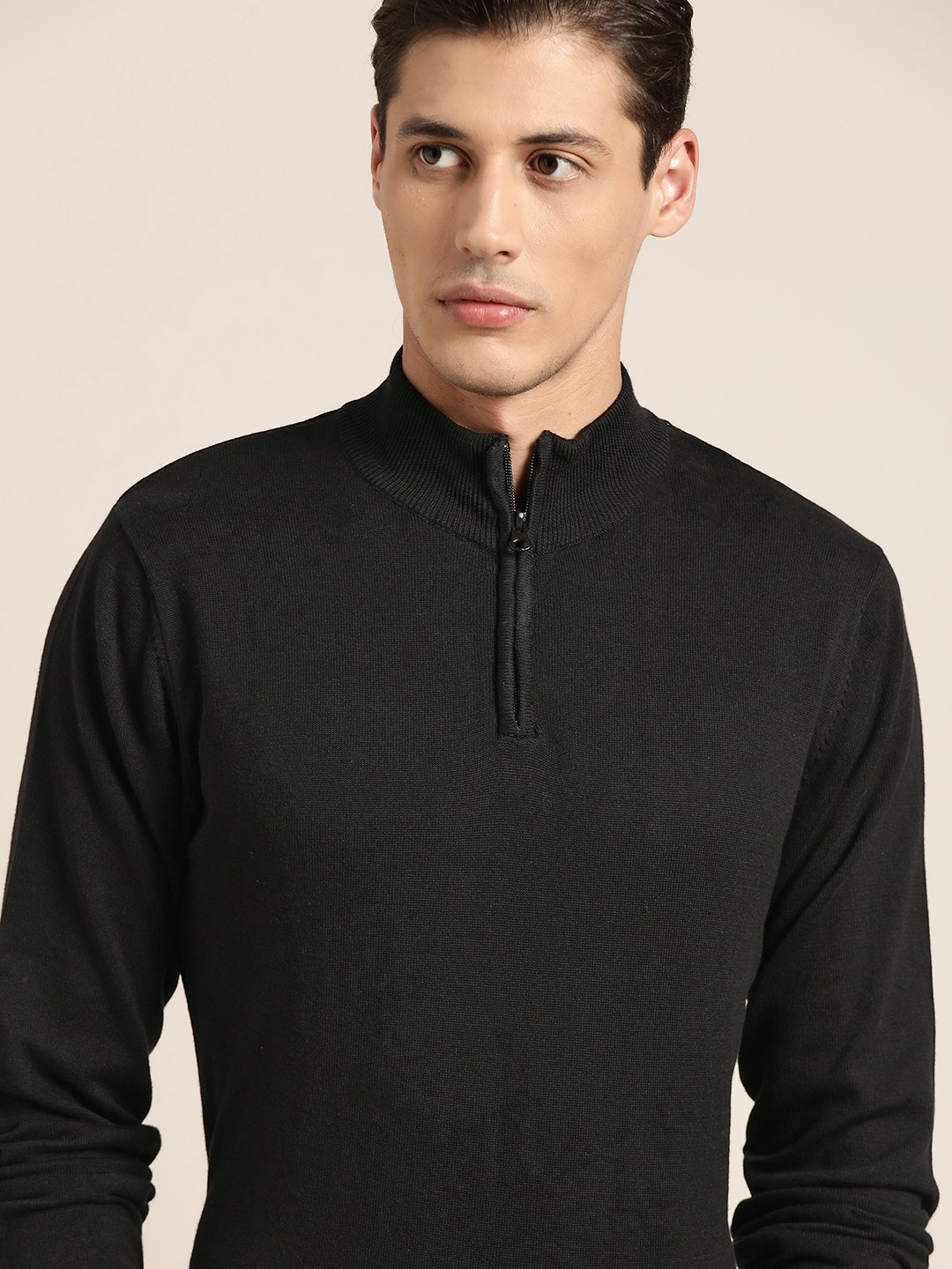 

ether Men Black Cotton Pullover Sweater