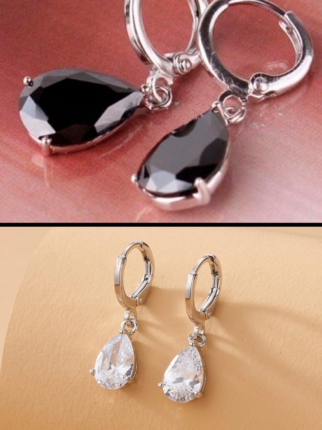 

OOMPH Set of 2 Silver Teardrop Shaped Drop Earrings