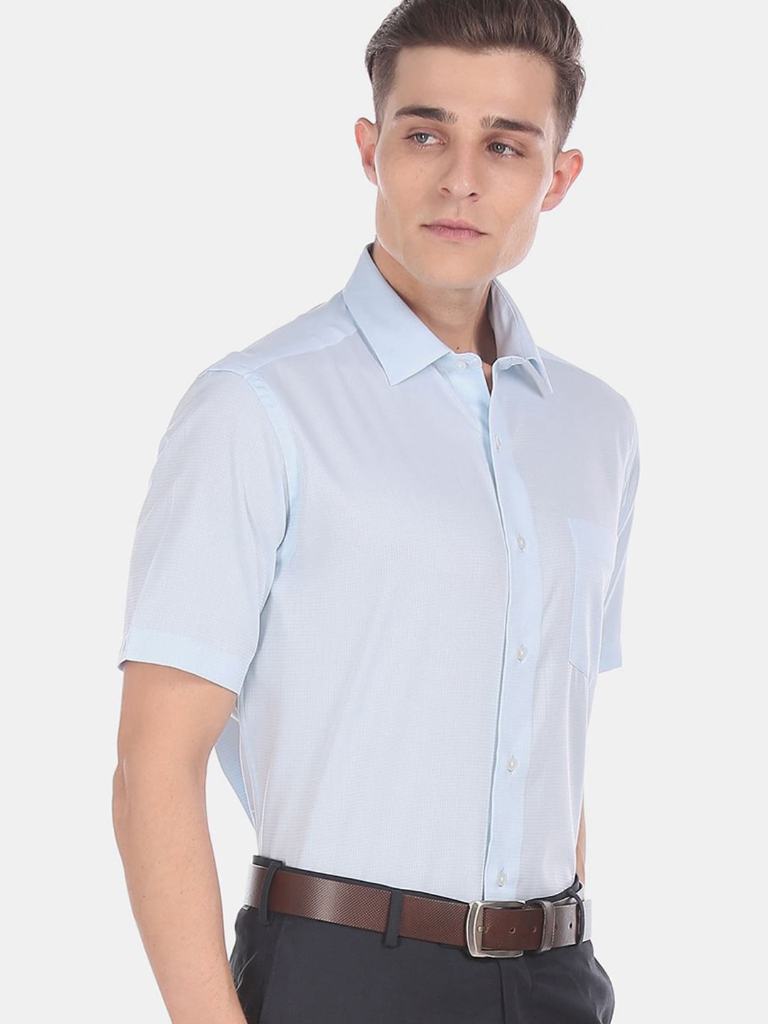 

Arrow Men Blue Micro Checked Formal Shirt