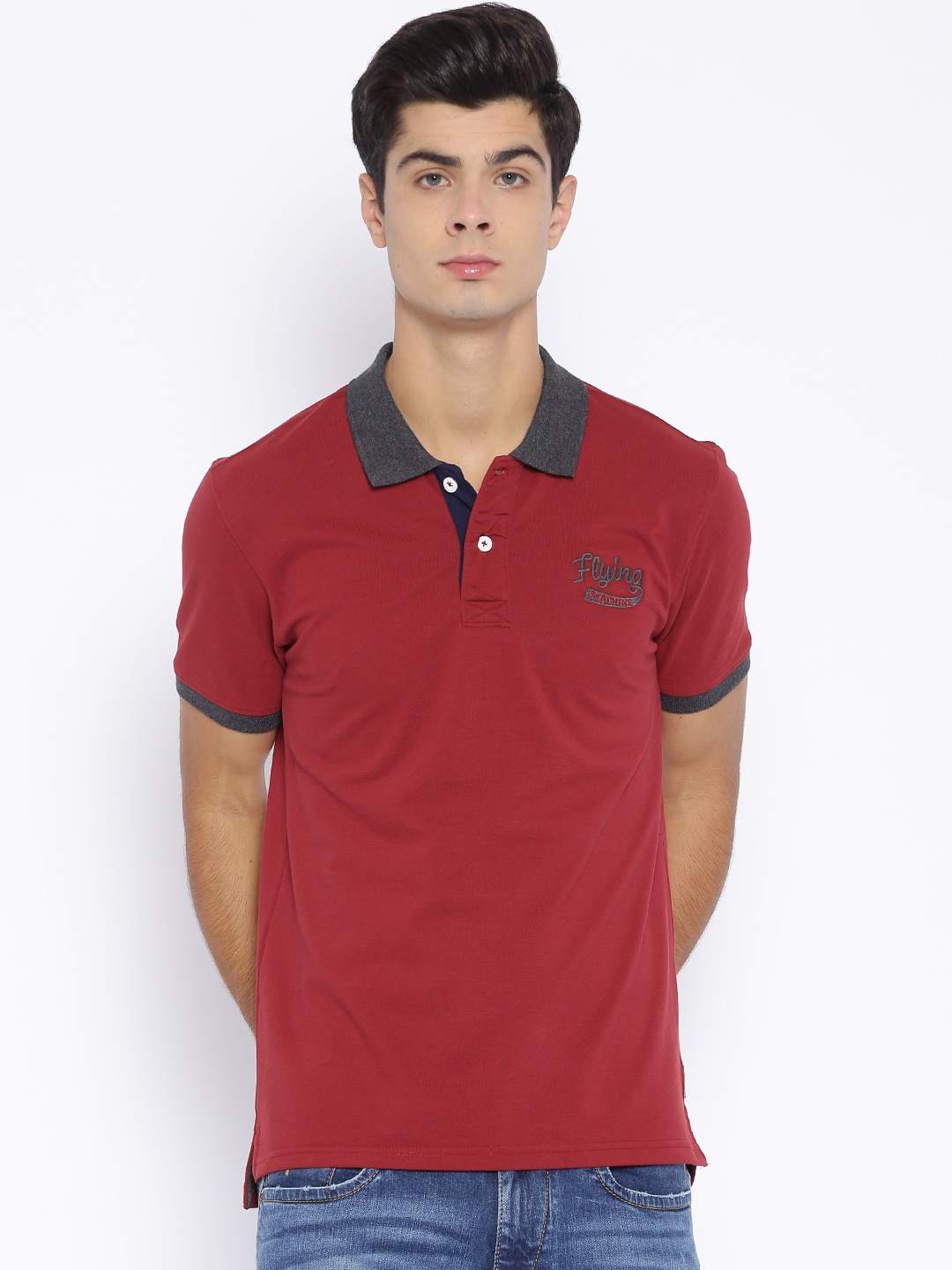 

Flying Machine Men Maroon Polo Pure Cotton T-shirt