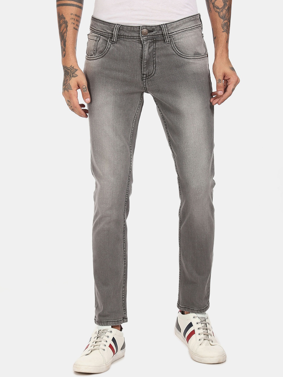 

Cherokee Men Mid Rise Grey Light Fade Jeans