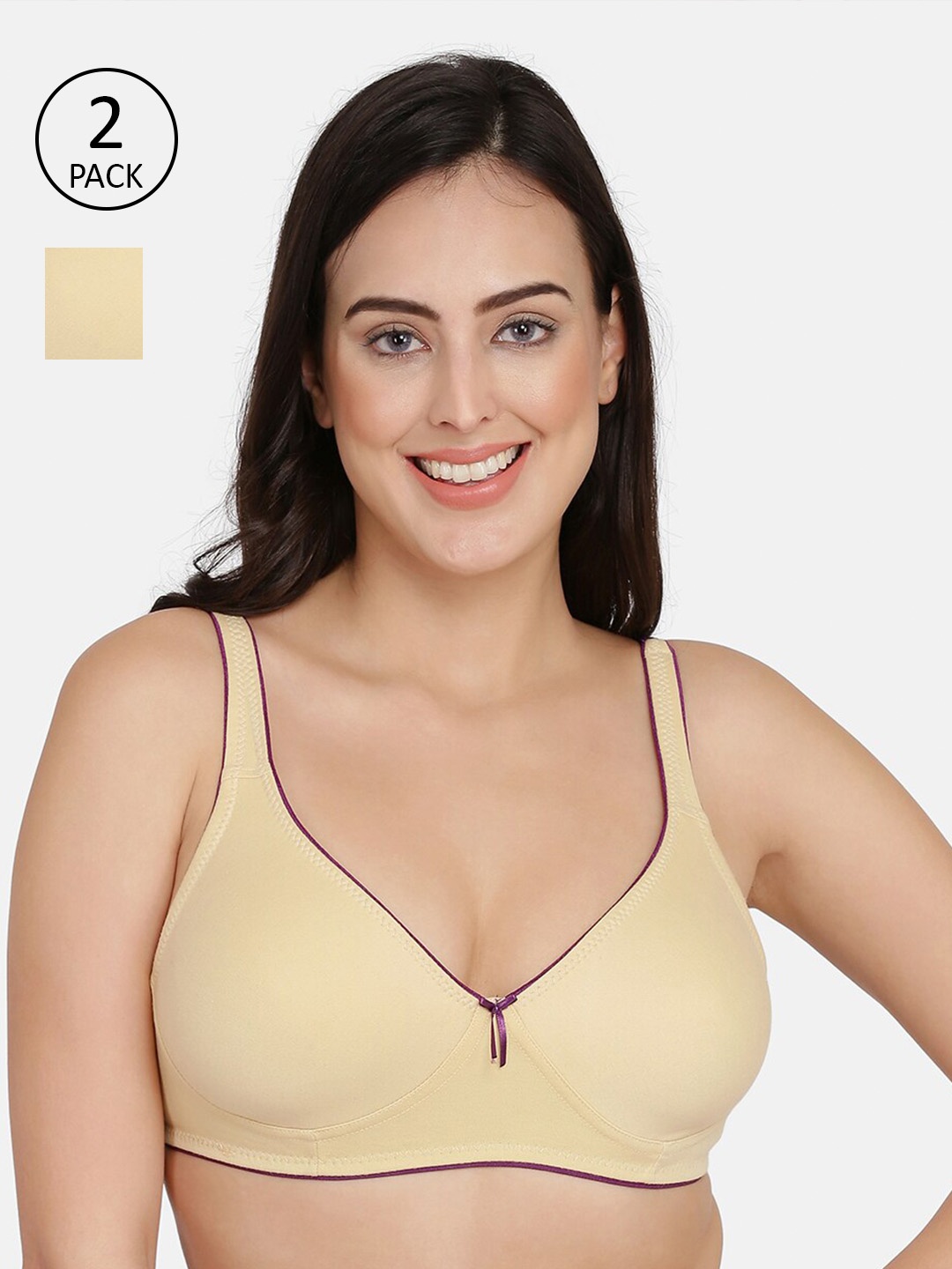

PRETTYBOLD Pack of 2 Beige Plunge Bra Full Coverage PBN-11 BEIGE-C20