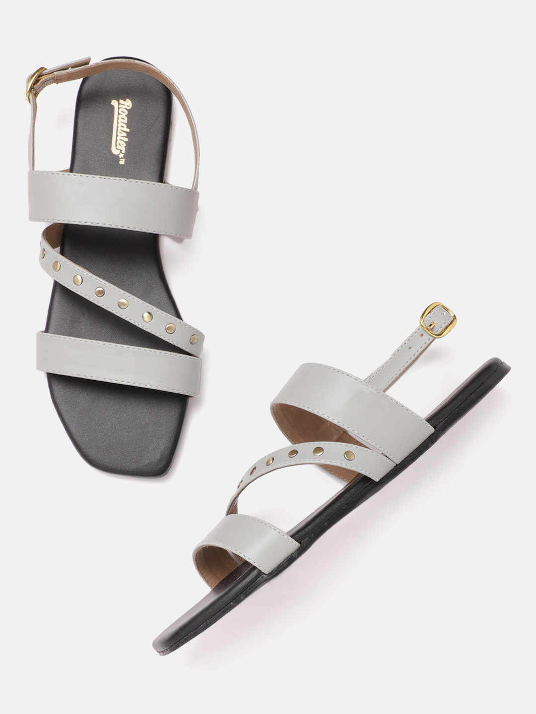 

Roadster Women Grey Studded Detail Open Toe Flats