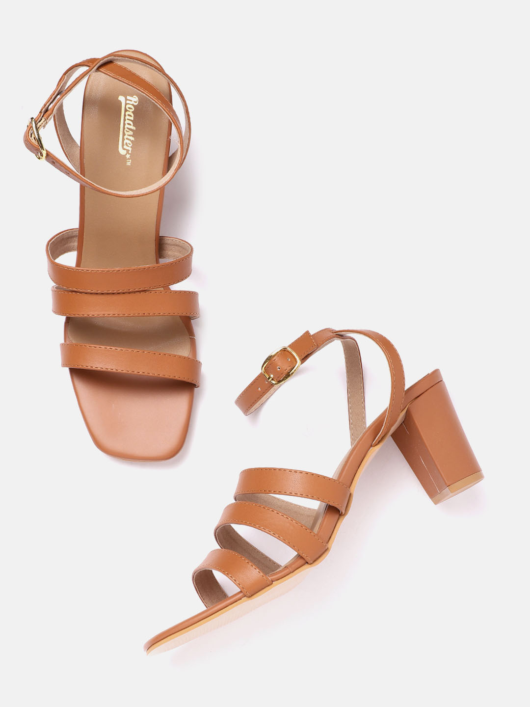 

Roadster Tan Brown Solid Block Heels