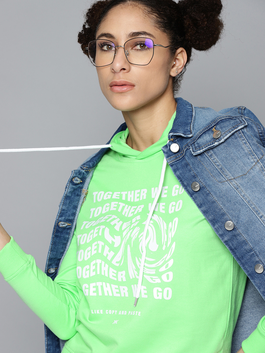 

Kook N Keech Women Green Printed Hooded Sweatshirt