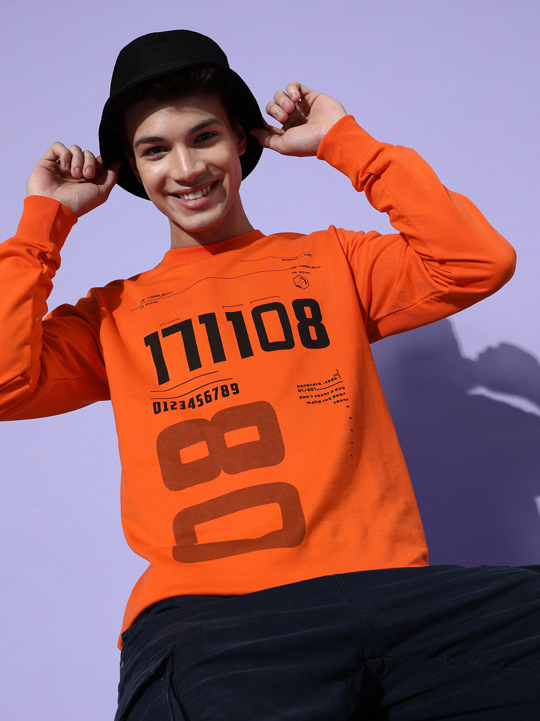 

Kook N Keech Men Orange Printed Graphic Sweatshirt
