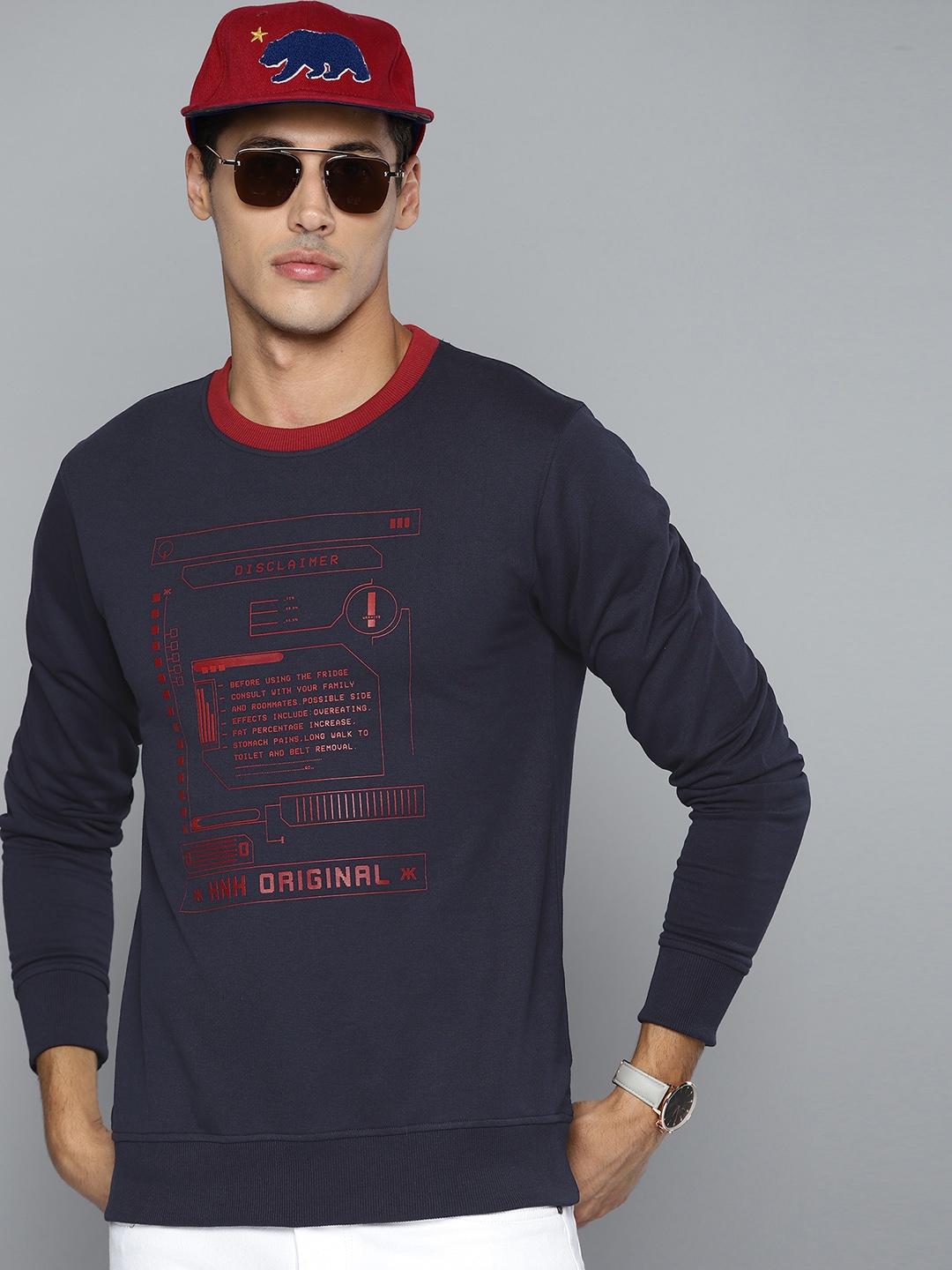 

Kook N Keech Men Navy Blue Printed Sweatshirt