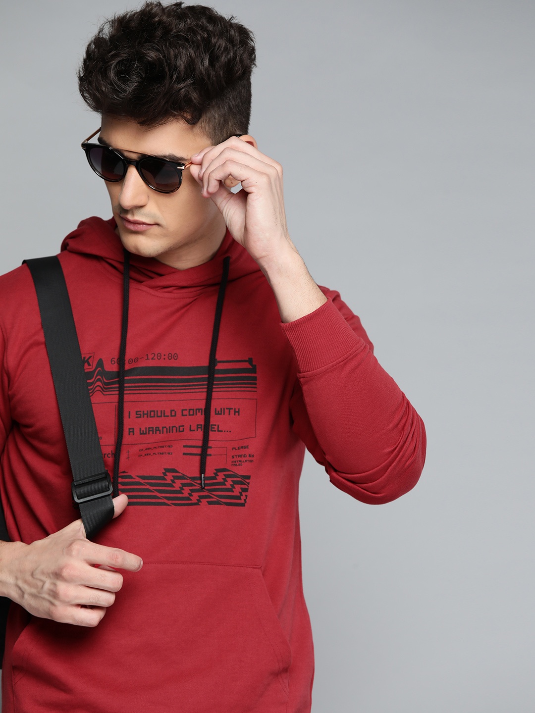 

Kook N Keech Men Red Printed Hooded Sweatshirt