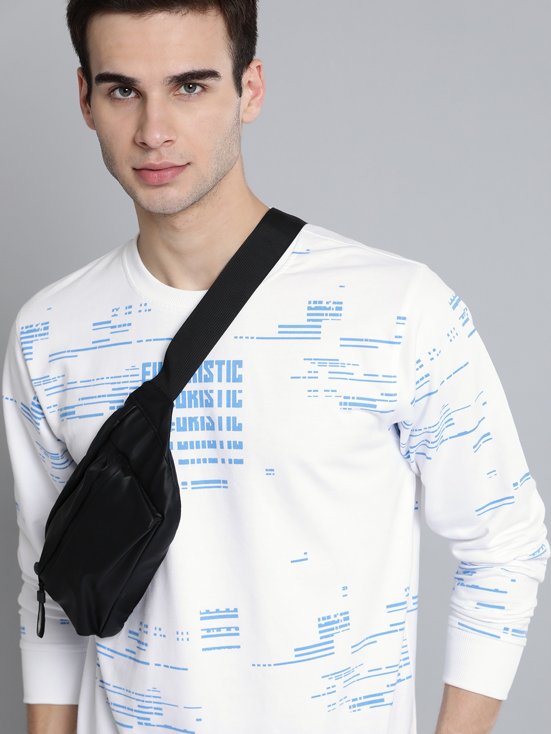 

Kook N Keech Men White & Blue Geometric Print Sweatshirt