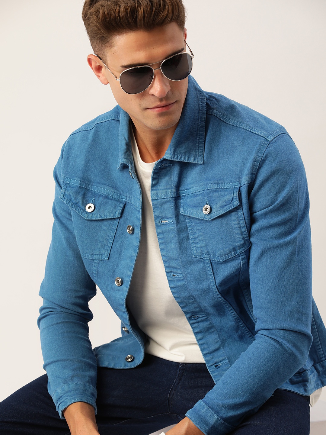 

Kook N Keech Men Blue Pure Cotton Denim Jacket