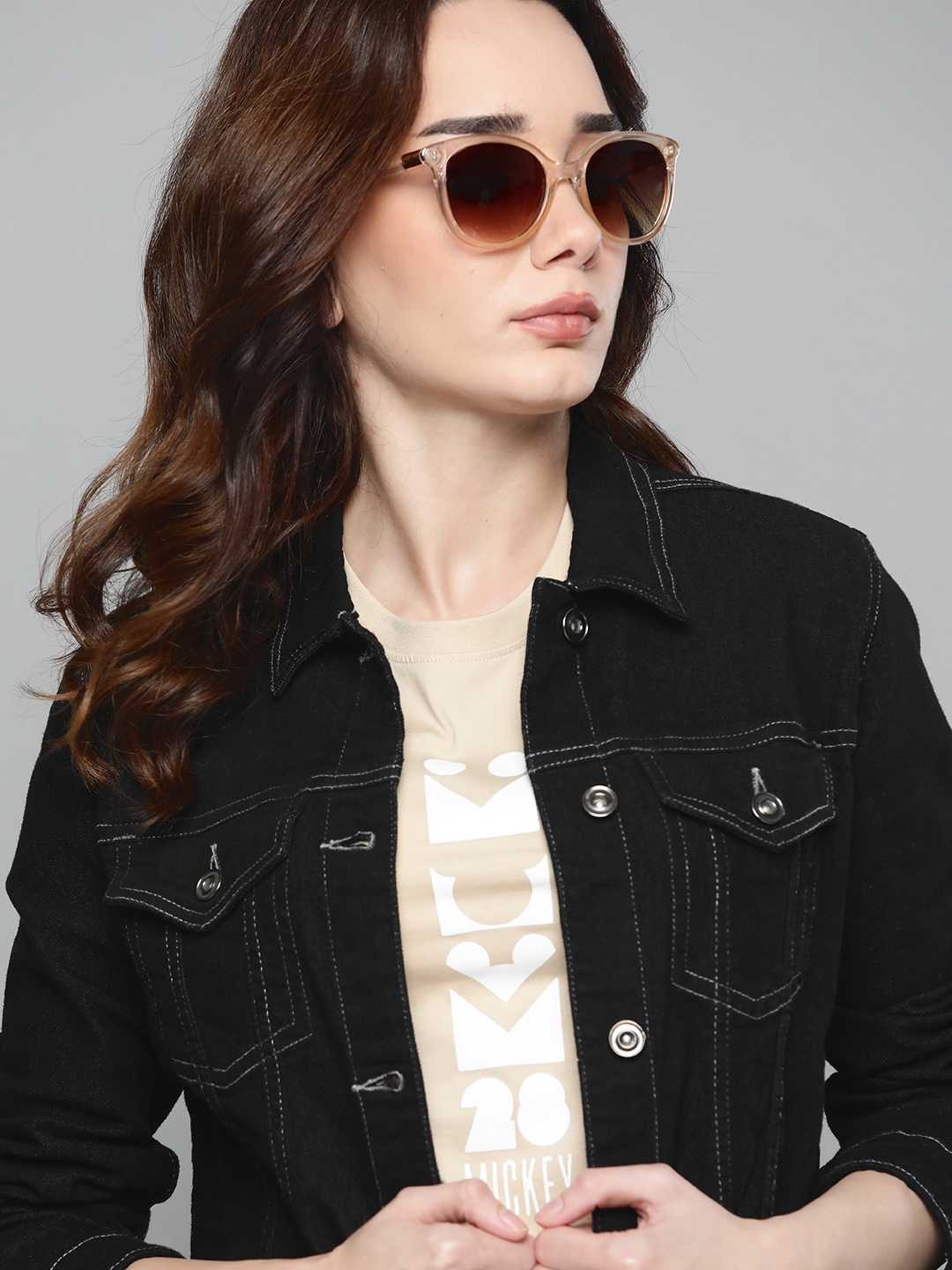 

Kook N Keech Women Black Pure Cotton Denim Jacket