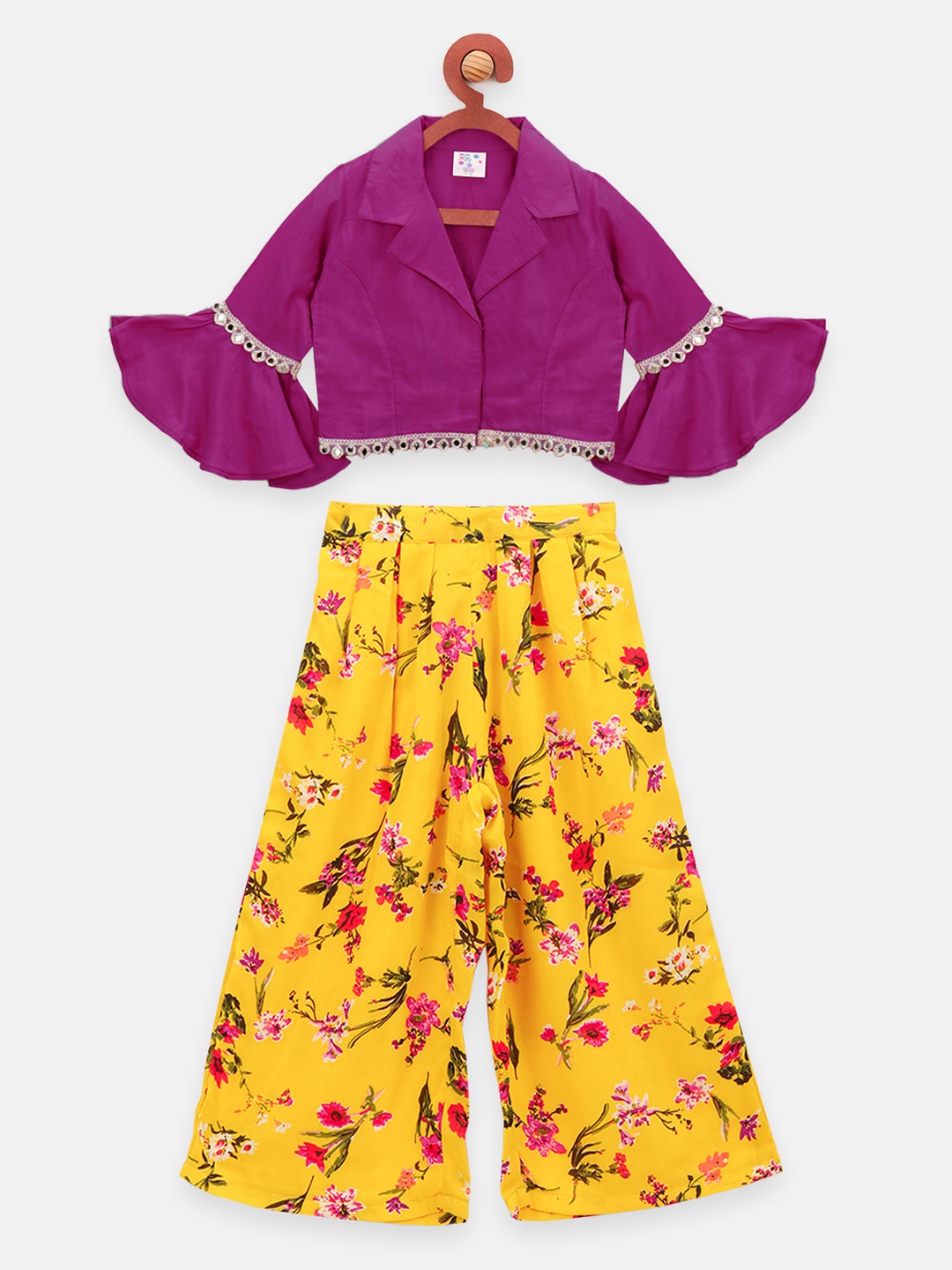 

LilPicks Girls Purple & Yellow Top with Palazzos