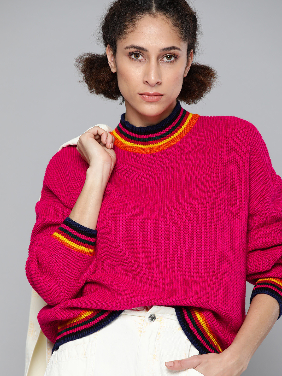 

Kook N Keech Women Pink Solid Pullover Sweater