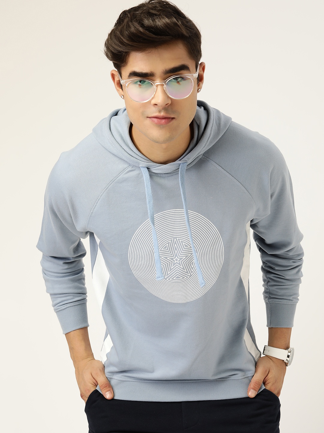 

Kook N Keech Marvel Men Blue Printed Hooded Sweatshirt