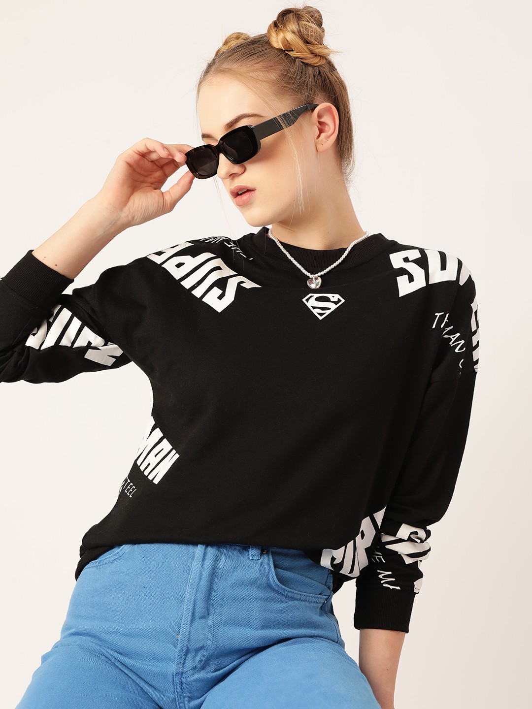 

Kook N Keech Superman Women Black & White Printed Sweatshirt