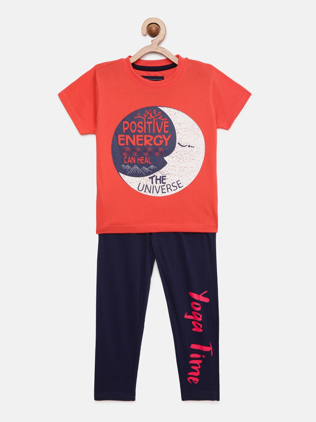 

Cherokee Boys Coral & Navy Blue Printed Pure Cotton T-shirt with Pyjamas