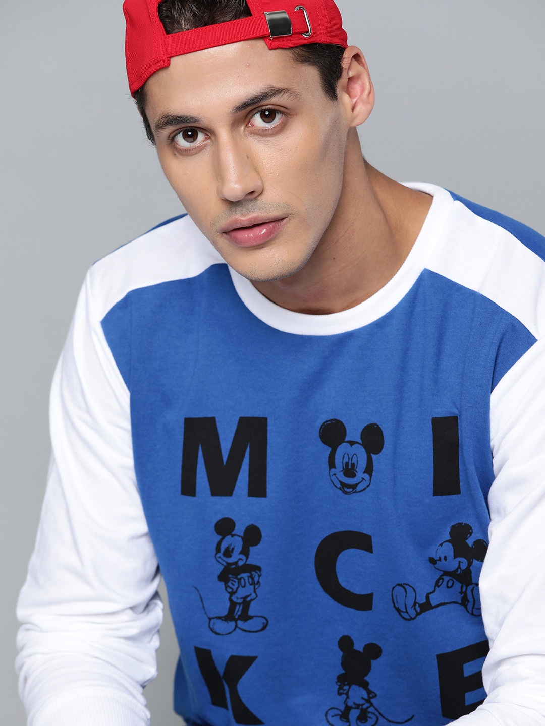 

Kook N Keech Disney Men Blue & Black Mickey Mouse Print Sweatshirt