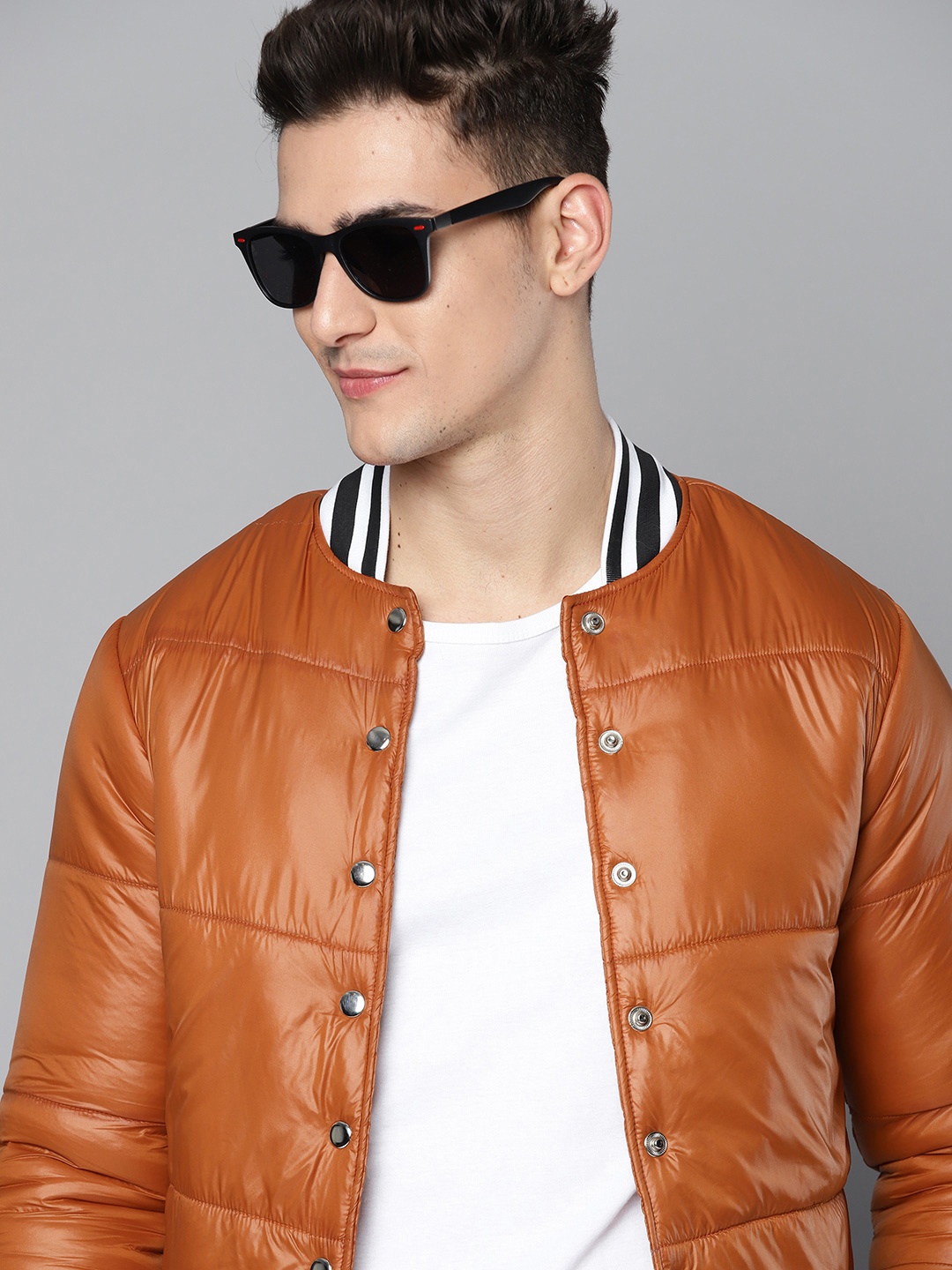 

Kook N Keech Men Rust Orange Solid Bomber Jacket