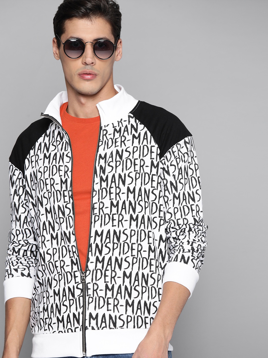 

Kook N Keech Marvel Men White & Black Spider-Man Printed Sweatshirt
