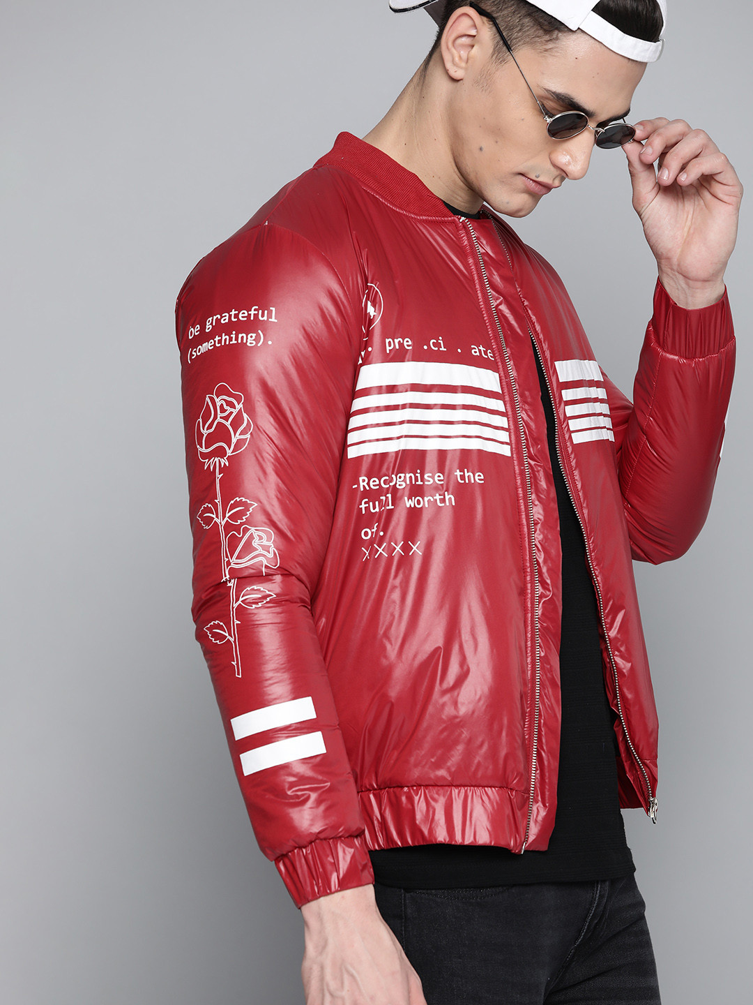 

Kook N Keech Men Maroon & White Striped Padded Jacket