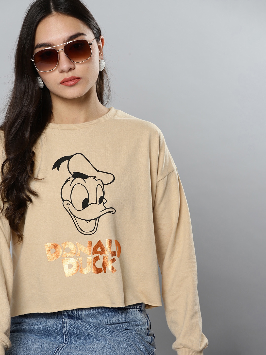 

Kook N Keech Disney Women Beige & Black Donald Duck Printed Sweatshirt