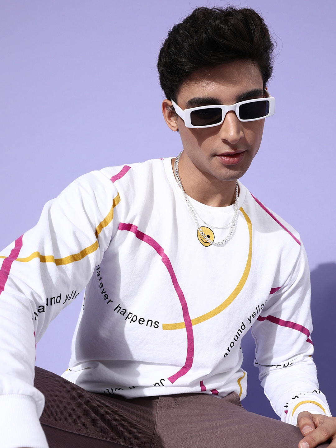 

Kook N Keech Emoji Men White Printed Graphic Sweatshirt