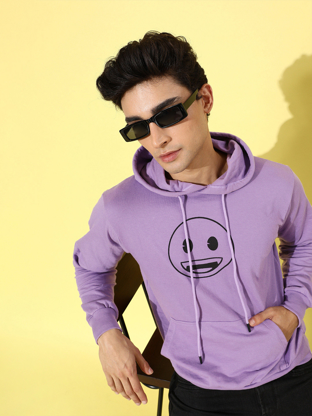 

Kook N Keech Emoji Men Striking Purple Printed Graphic Sweatshirt