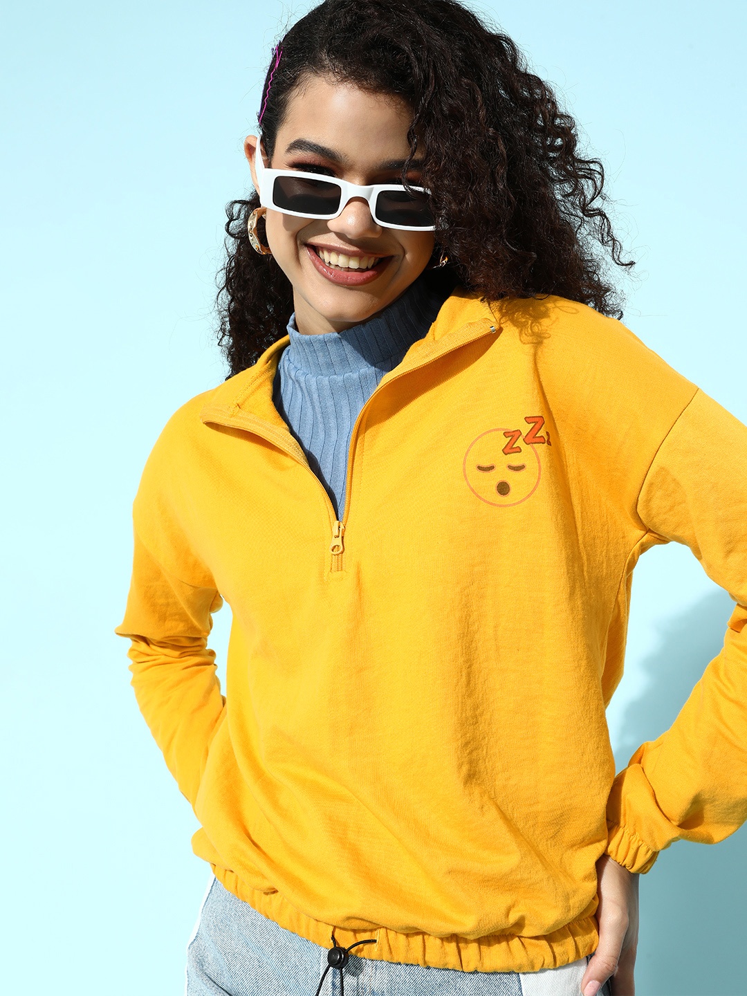 

Kook N Keech Emoji Women Yellow Solid Sweatshirt