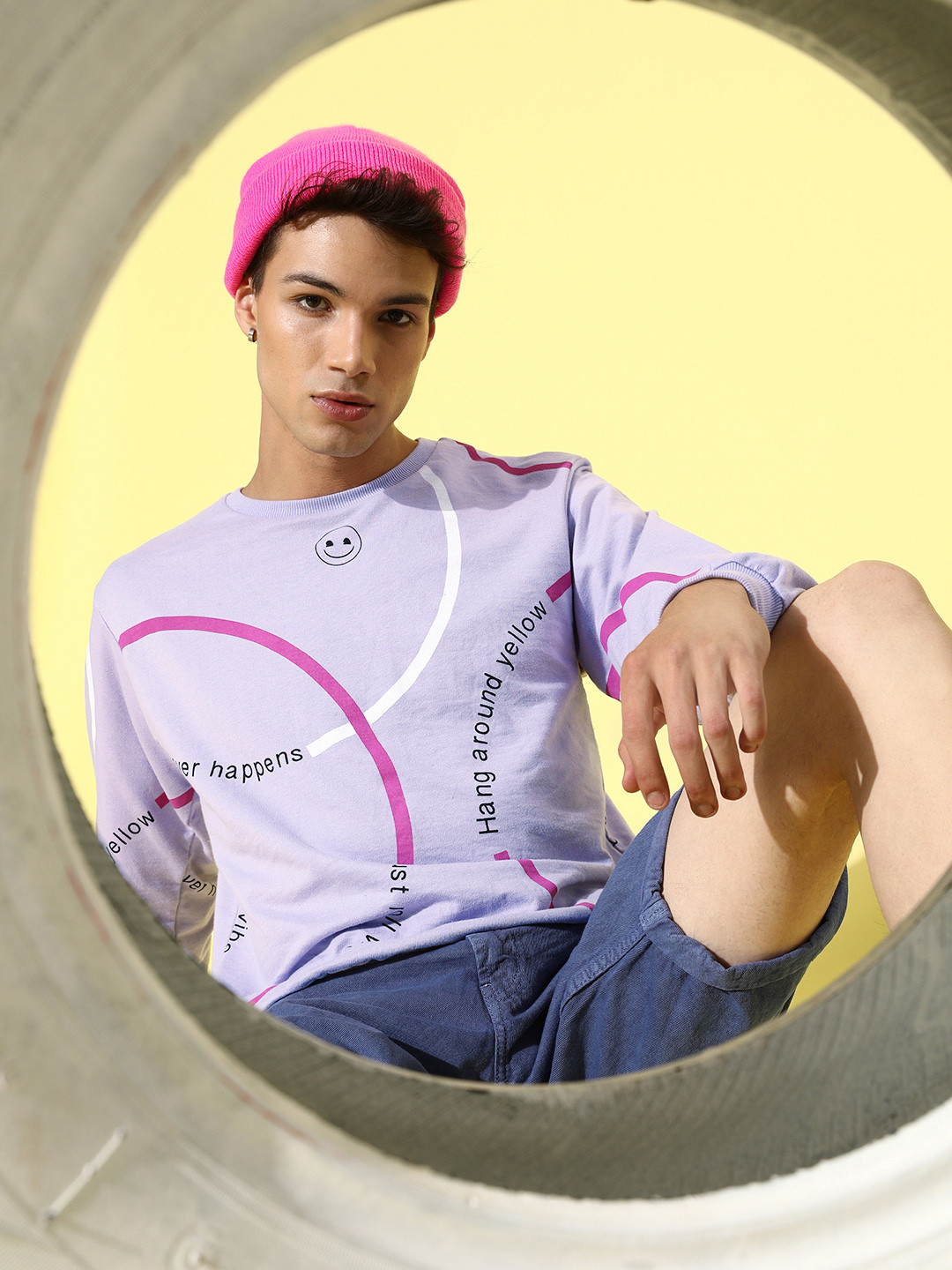 

Kook N Keech Emoji Men Alluring Lavender Printed Graphic Sweatshirt