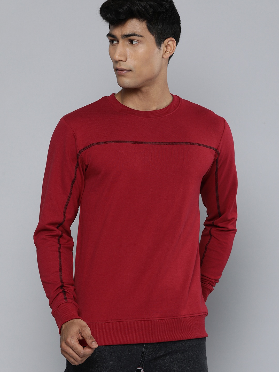 

Kook N Keech Men Maroon Solid Sweatshirt