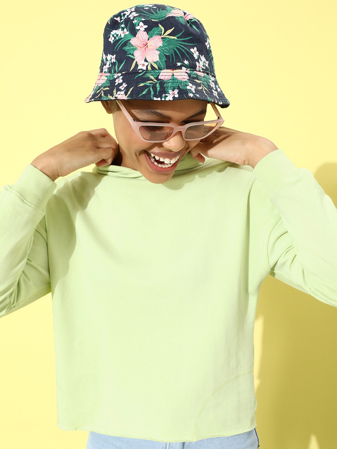 

Kook N Keech Women Attractive Lime Green Solid Sweatshirt