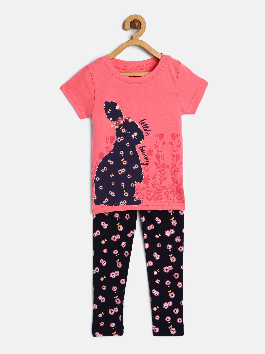 

Cherokee Girls Pink & Black Printed T-shirt with Leggings
