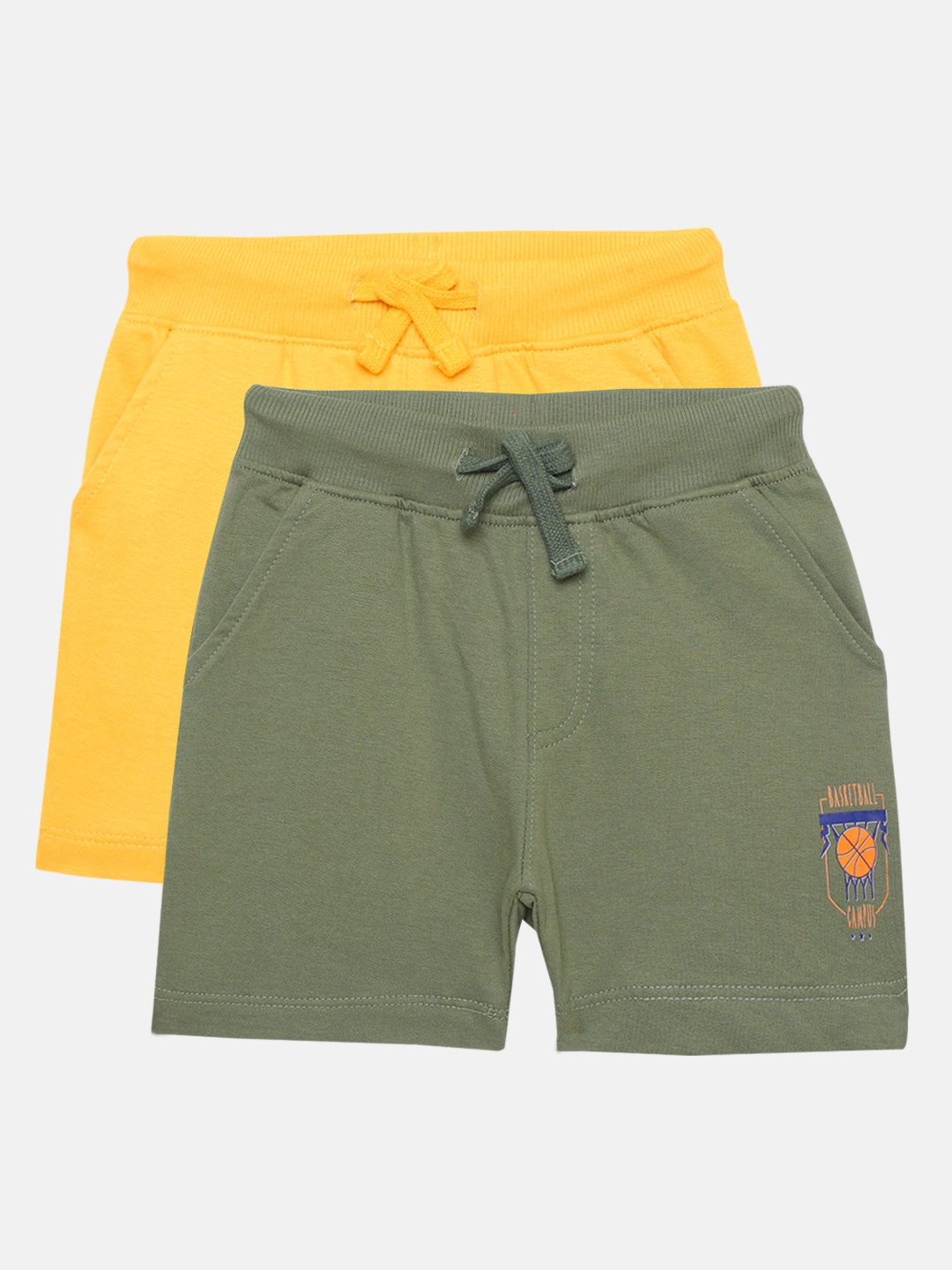 Cherokee Boys Assorted Pack of 2 Solid Pure Cotton Mid-Rise Shorts