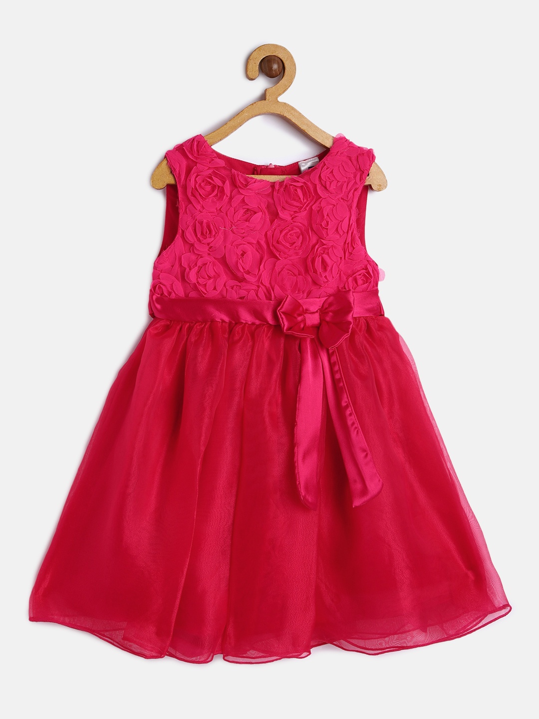 

Cherokee Girls Pink Solid Fit and Flare Satin Dress