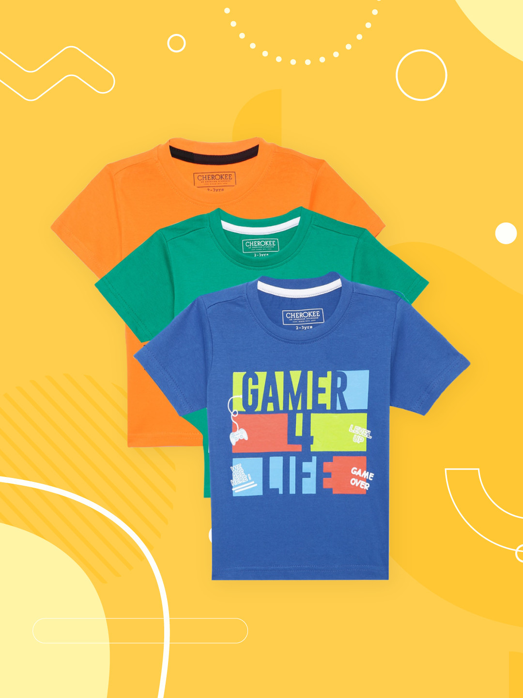 

Cherokee Boys Pack of 3 Printed Pure Cotton T-shirts, Mustard