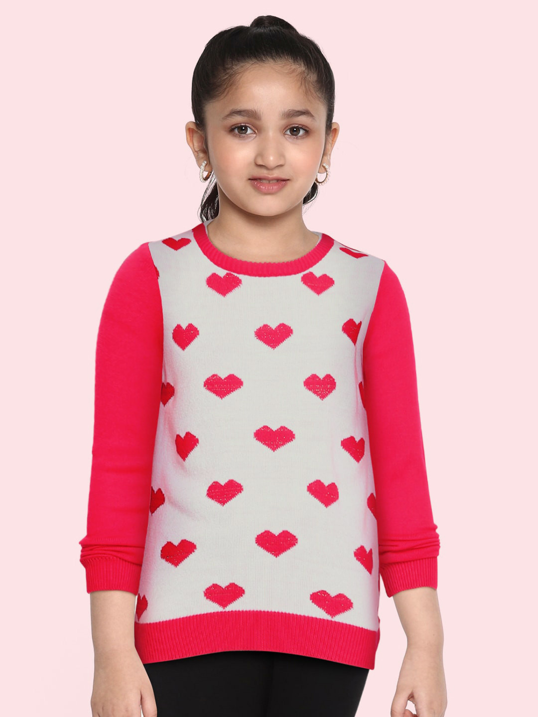 

Cherokee Girls Pink & White Printed Pullover Sweater