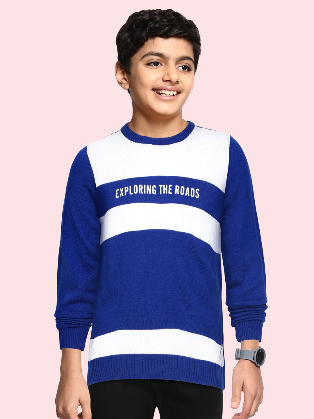 

Cherokee Boys Blue & White Colourblocked Pullover Sweater