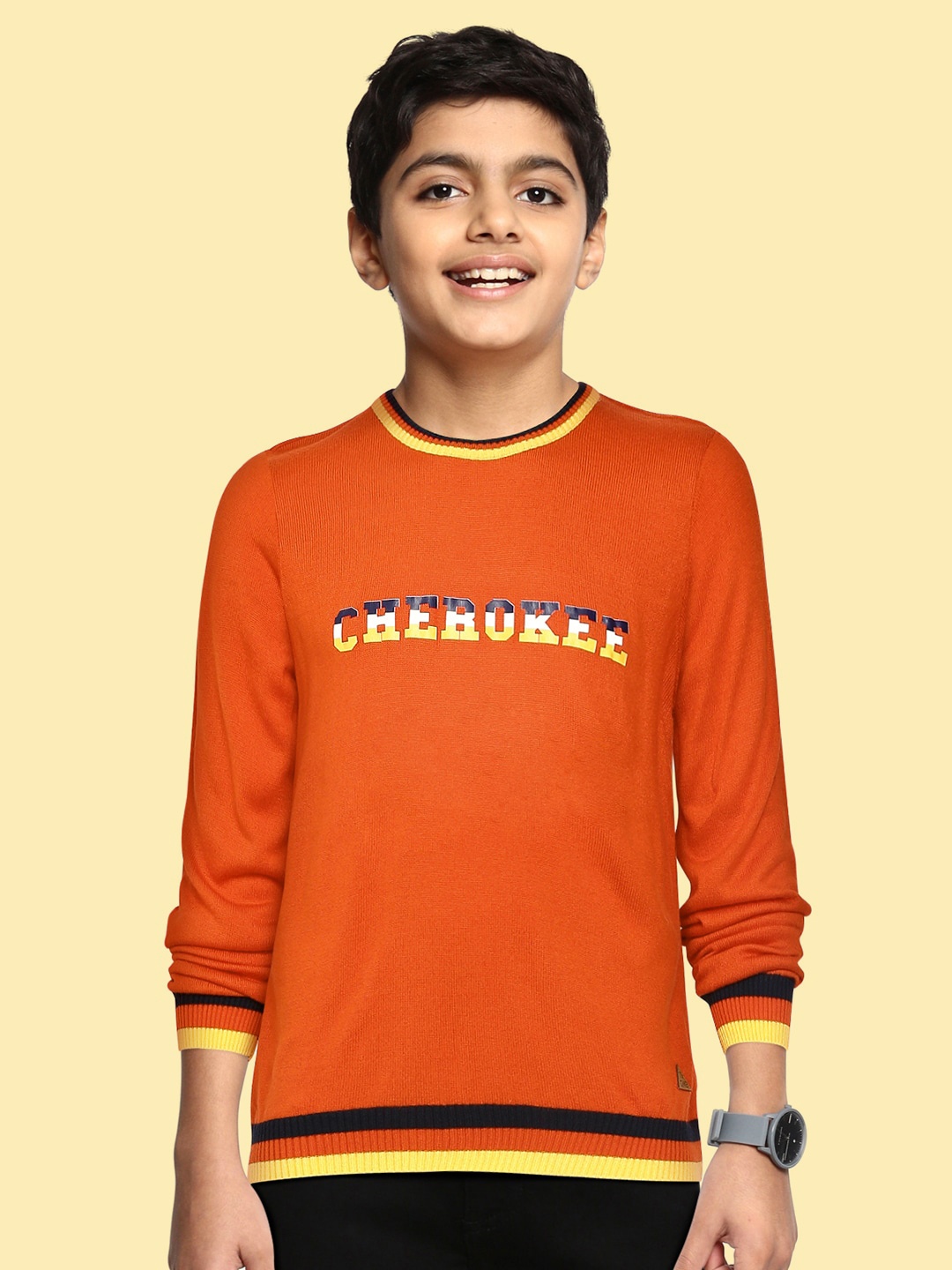 

Cherokee Boys Orange Printed Pullover