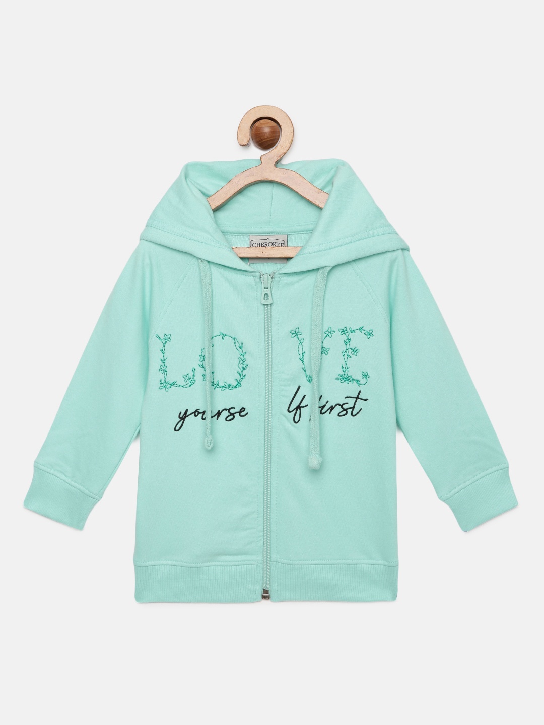 

Cherokee Girls Sea Green Embroidered Hooded Sweatshirt