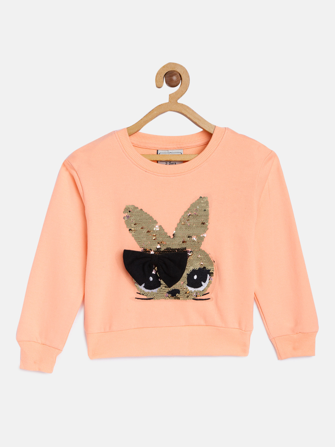

Cherokee Girls Peach-Coloured Embellished Pure Cotton Sweatshirt