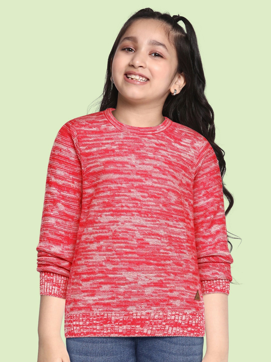 

Cherokee Girls Pink Self-Design Pullover