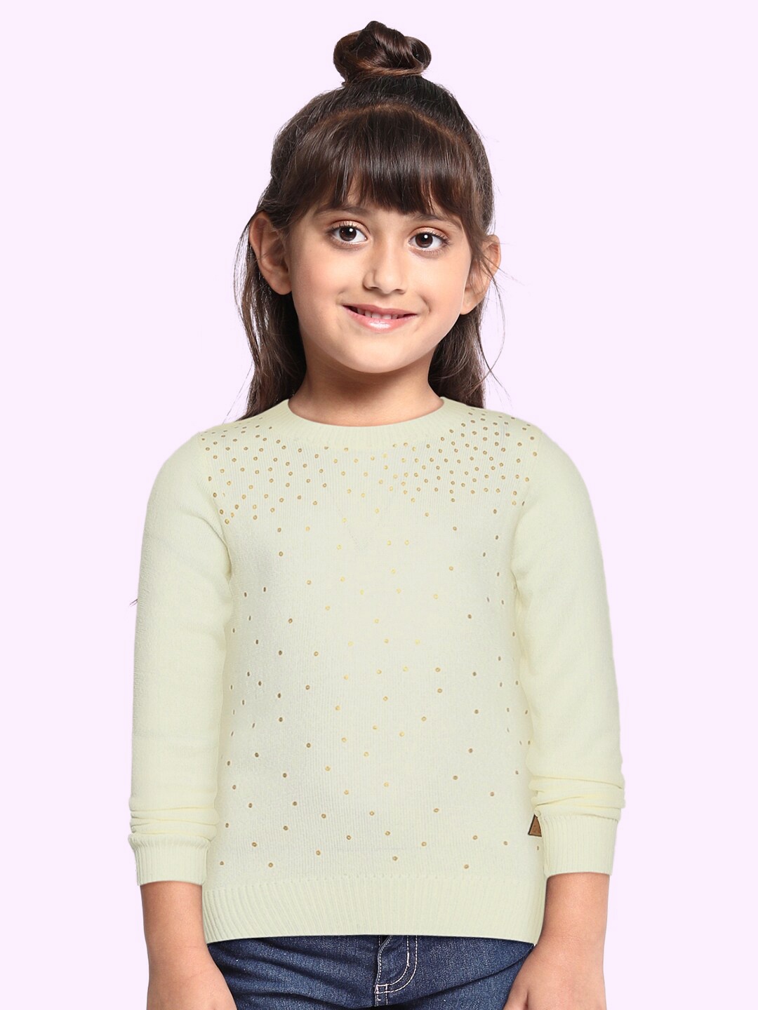 

Cherokee Girls Off-White Speckled Print Pullover Sweater