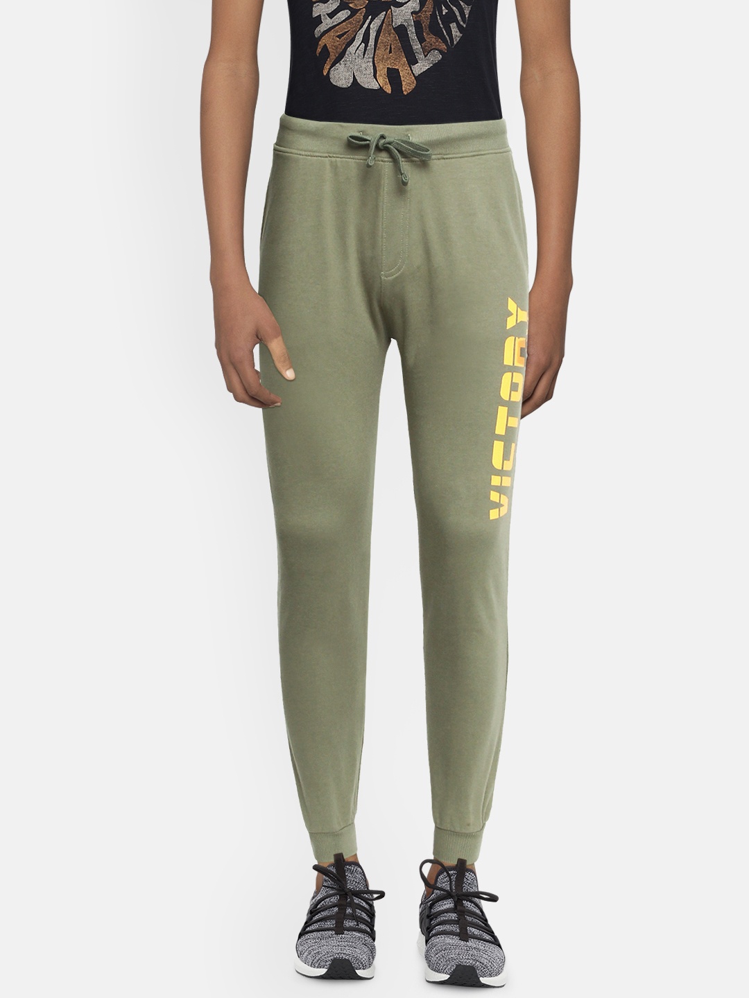 

Cherokee Boys Olive Green Placement Print Pure Cotton Joggers