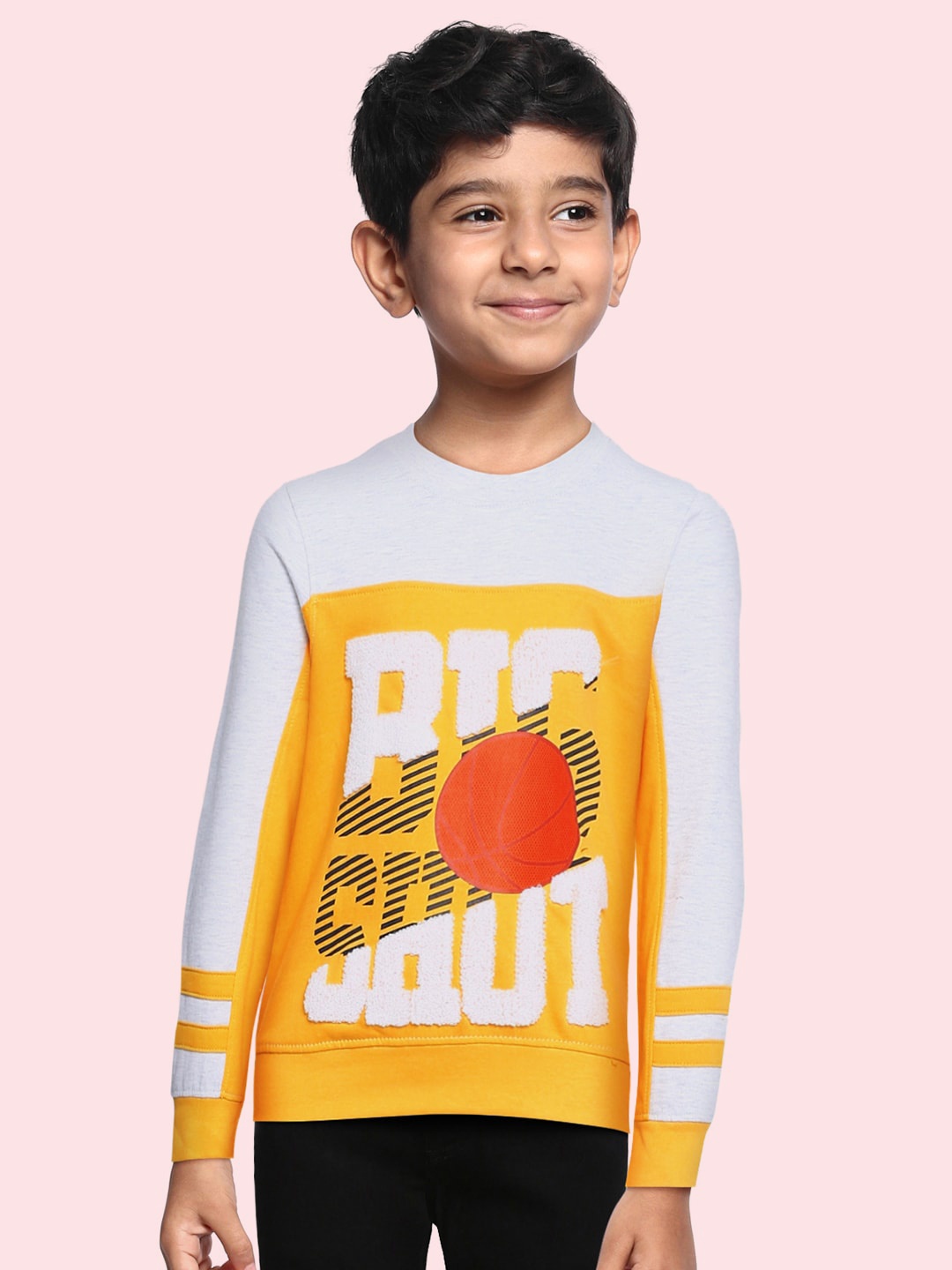 

Cherokee Boys Mustard Yellow & Grey Melange Colourblocked Sweatshirt