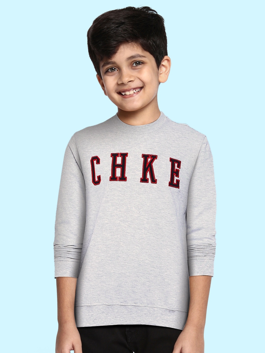 

Cherokee Boys Grey Melange Solid Pure Cotton Sweatshirt