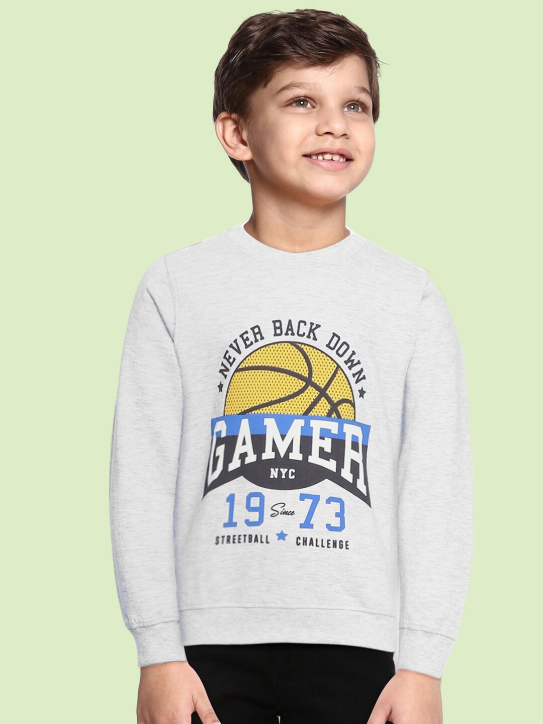 

Cherokee Boys Grey Melange Printed Sweatshirt