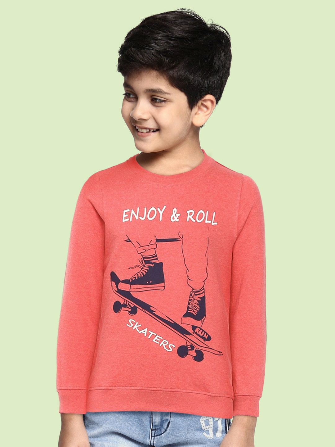 

Cherokee Boys Coral Red Printed Sweatshirt