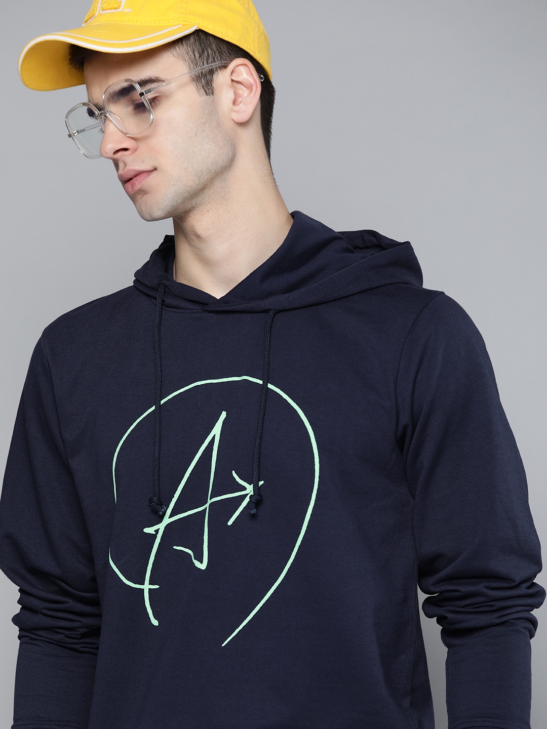 

Kook N Keech Marvel Men Navy Blue Printed Hooded Sweatshirt