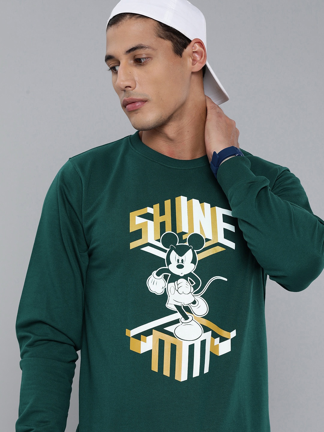 

Kook N Keech Disney Men Teal Green Mickey Mouse Printed Sweatshirt